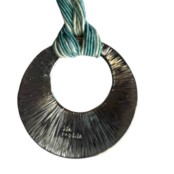 Lia Sophia Green Enamel Silver Tone Round Pendant with String Chain - Picture 6 of 10